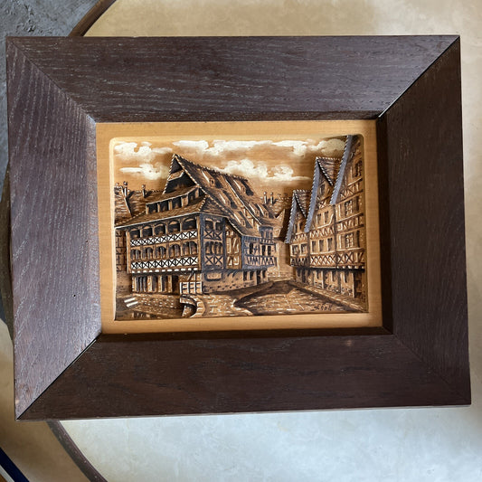 Tableau En Bois Sculpté Strasbourg La Maison Des Tanneurs Signé Encadrement Bois