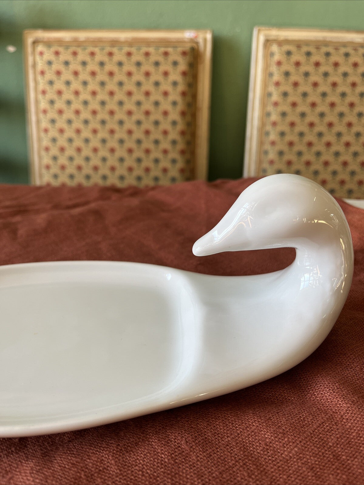Plat De Service Forme De Canard Porcelaine Apilco France