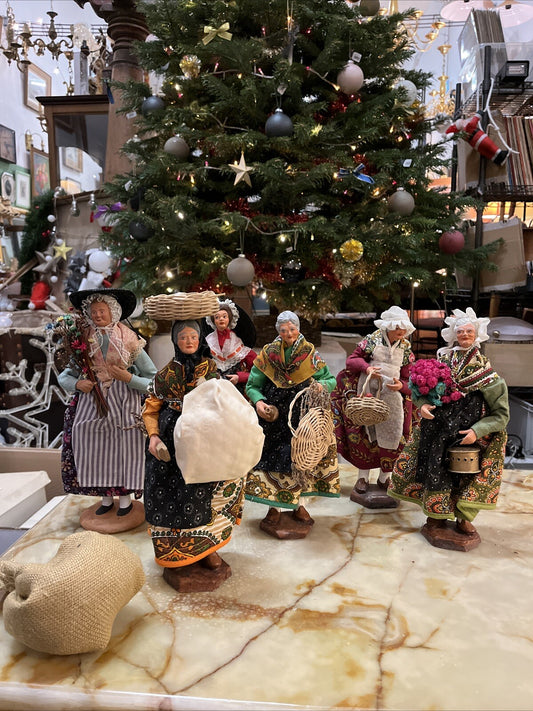 Lot De 6 Santons Provençaux Paysannes