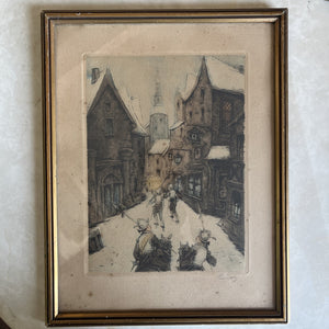 Dessin Ancien Signé Encadrement Doré