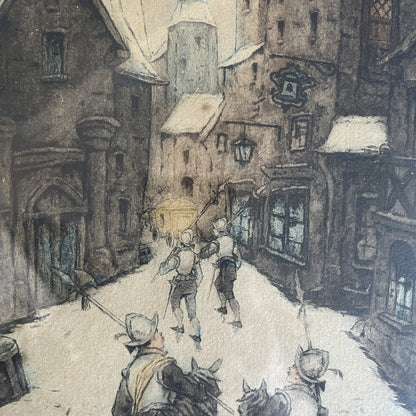 Dessin Ancien Signé Encadrement Doré