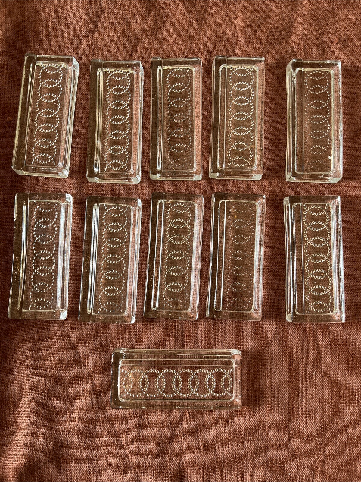 Lot De 11 Anciens Porte-couteaux En Cristal