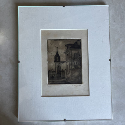Dessin ancien  6/20 Signé M.Lefebvre encadrement sous verre