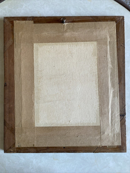 Dessin Aquarelle Ancien D’une  Femme Signé A Déterminer Encadrement Bois