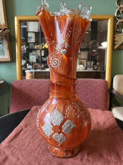 Vase En Verre Souffle Orange