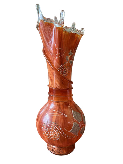 Vase En Verre Souffle Orange