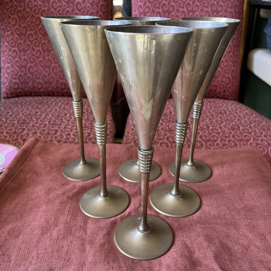 Lot De 6 Coupes À Champagne En Laiton