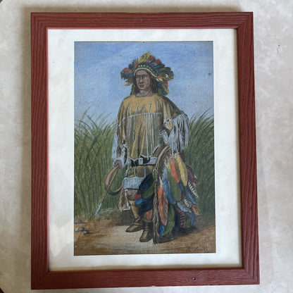 Dessin D’indien Signé R. Larible avec encadrement bois