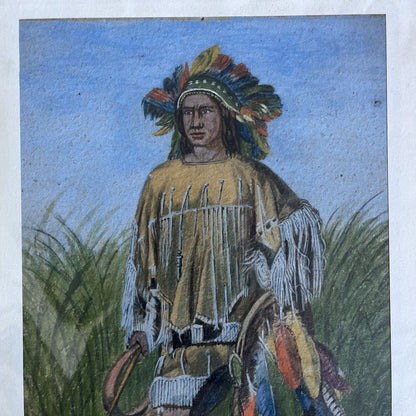 Dessin D’indien Signé R. Larible avec encadrement bois