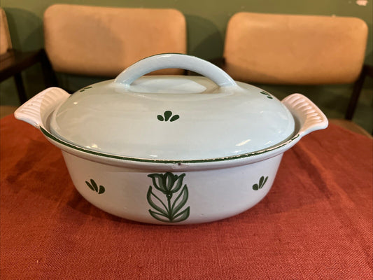 Plat Ovale Casserole Dru Hollande Tulipe En Fonte Émaillé