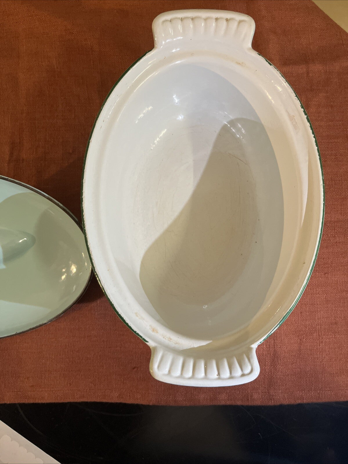 Plat Ovale Casserole Dru Hollande Tulipe En Fonte Émaillé