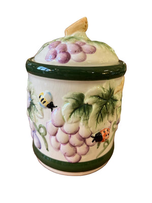 Pot Vintage En Céramique Grappes De Raisin