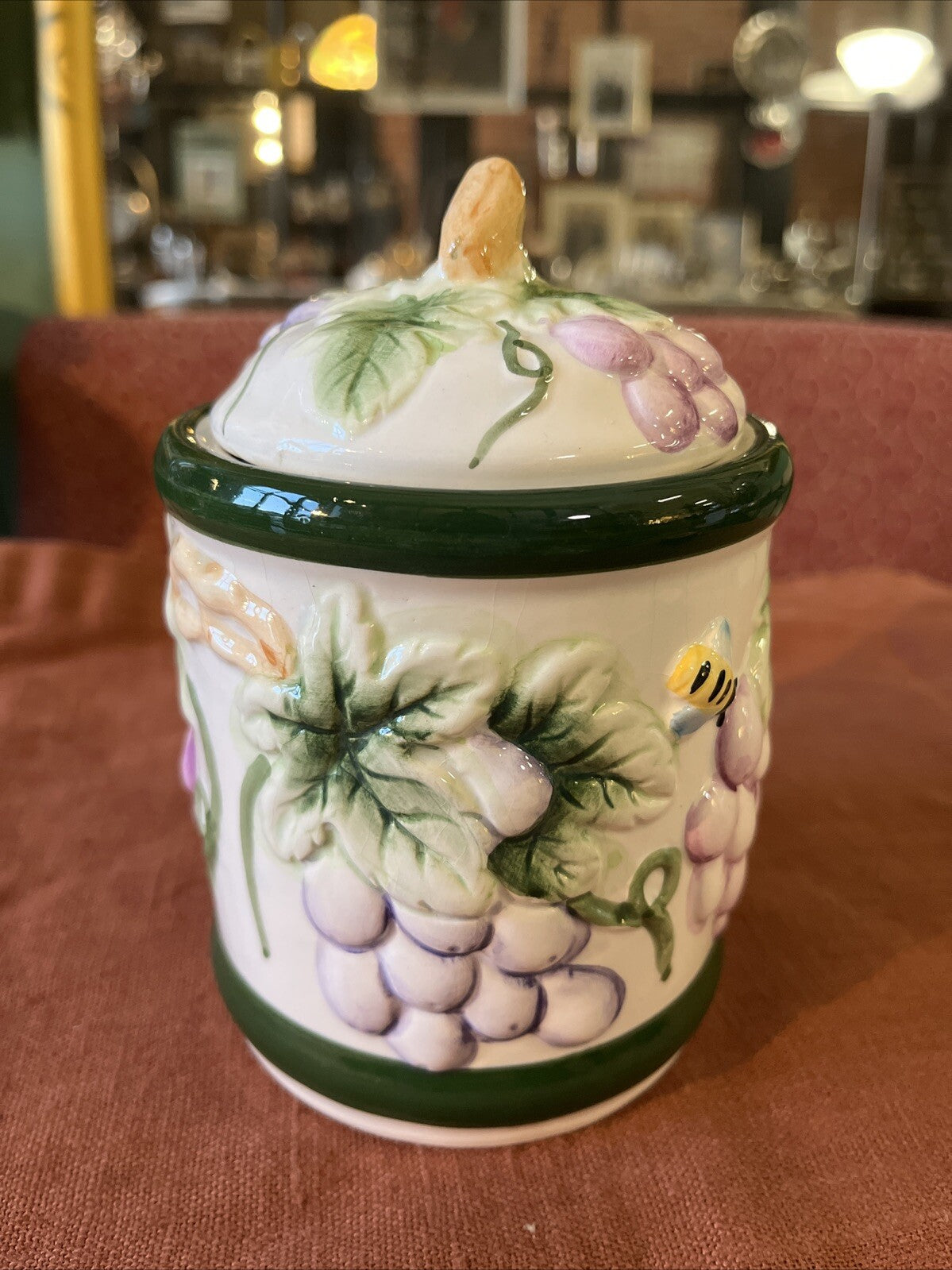 Pot Vintage En Céramique Grappes De Raisin