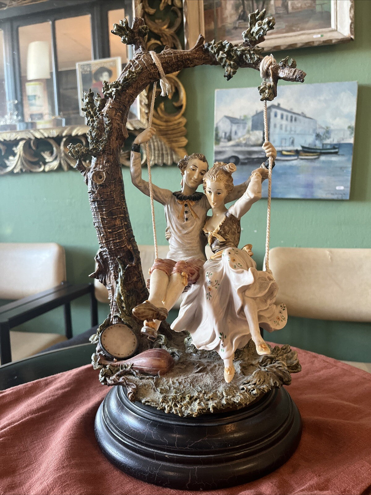 Figurine Capodimonte Couple Balançoire D’amour