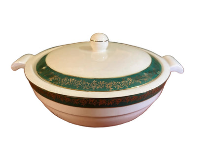Soupière En Porcelaine Opaque Blanc Et Vert Sarreguemines