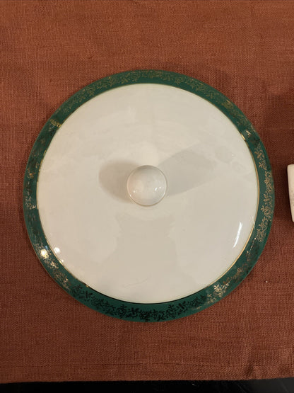 Soupière En Porcelaine Opaque Blanc Et Vert Sarreguemines
