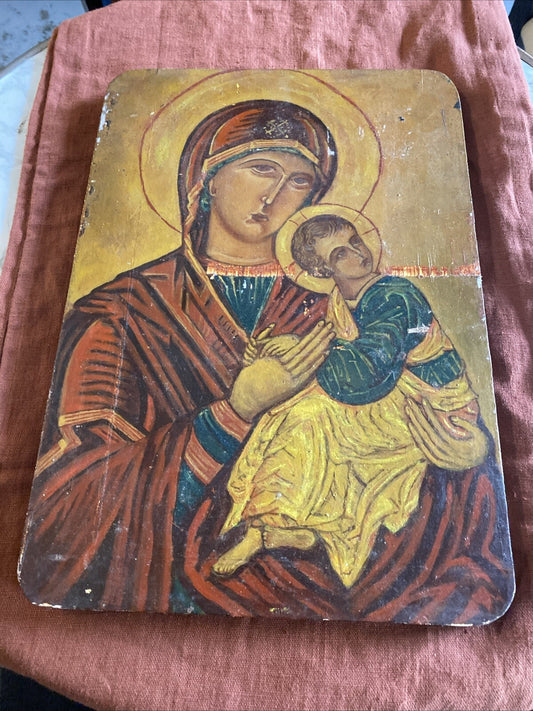 Icône Religieux Russe Peinture Sur Bois Notre Dame De La Passion