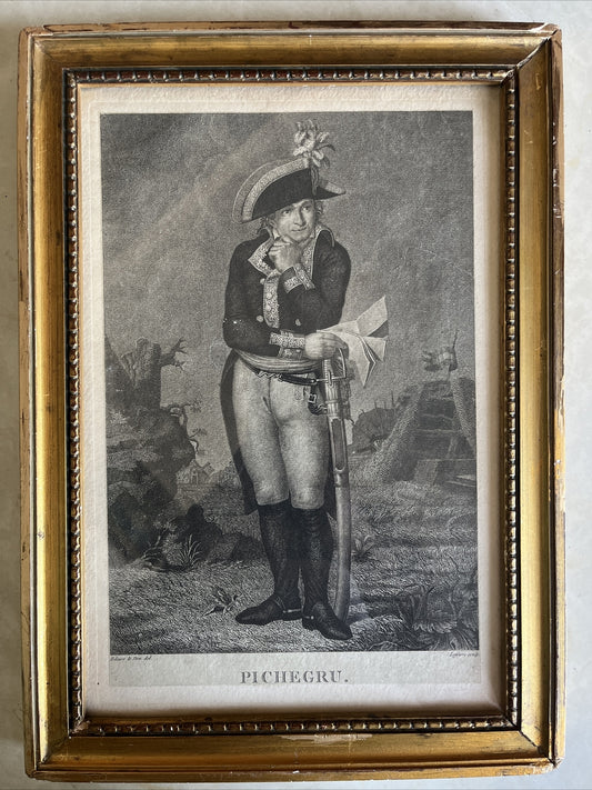 Lithographie Charles Pichegru Encadrement En Bois Doré