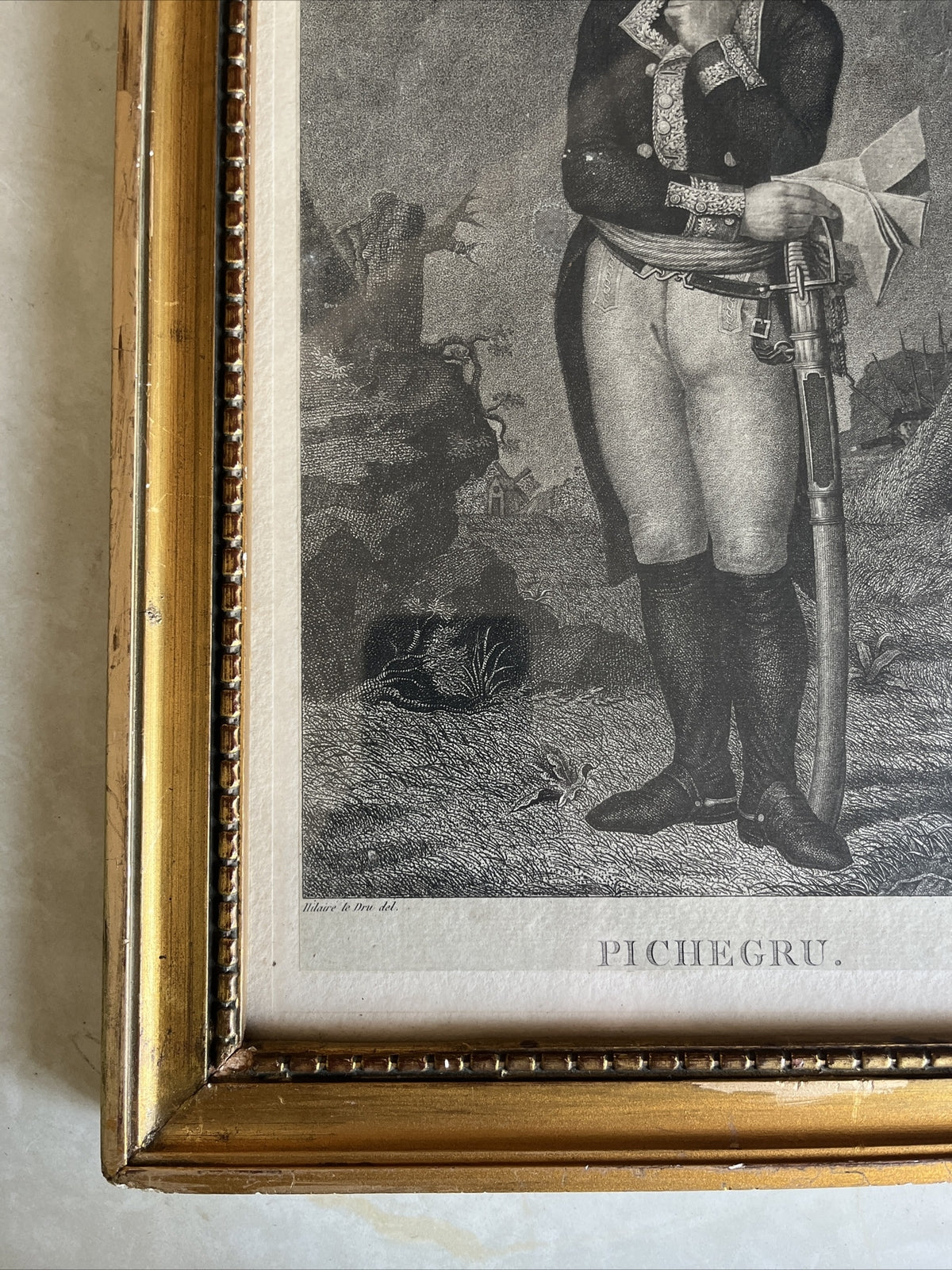 Lithographie Charles Pichegru Encadrement En Bois Doré