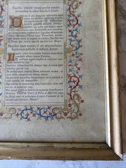 Enluminure Ancienne Sous Verre Cadre En Bois  Doré 41X32,5 Cm