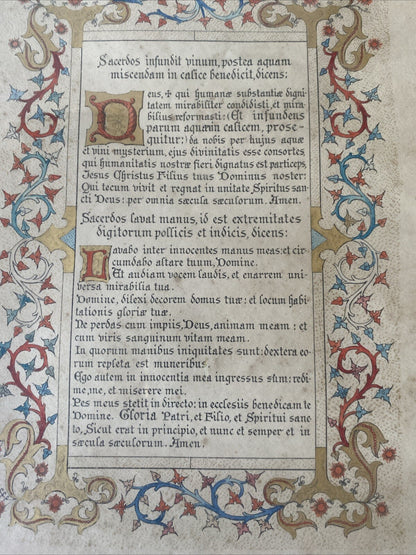 Enluminure Ancienne Sous Verre Cadre En Bois  Doré 41X32,5 Cm