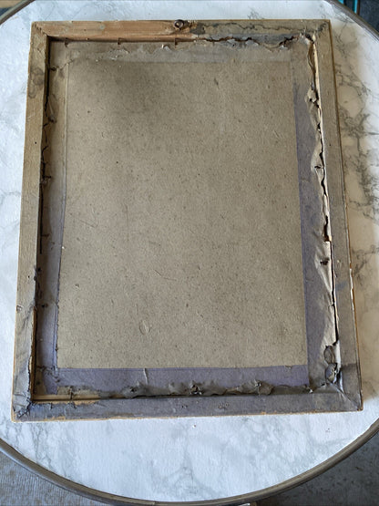 Enluminure Ancienne Sous Verre Cadre En Bois  Doré 41X32,5 Cm