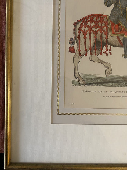 FRANCE - HENRI II en CAPITAINE de CHEVAU-LEGERS - Gravure Couleur Chevignard