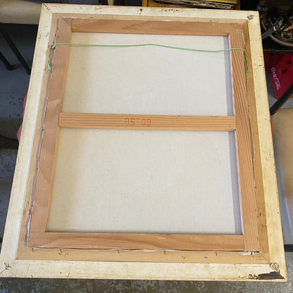 Tableau  Huile Sur Toile Portrait De Clown Encadrement Bois Doré