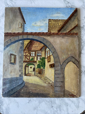 Tableau Ancien Huile Sur Bois 30X36 Cm Signé