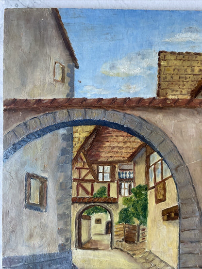 Tableau Ancien Huile Sur Bois 30X36 Cm Signé