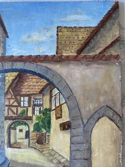 Tableau Ancien Huile Sur Bois 30X36 Cm Signé