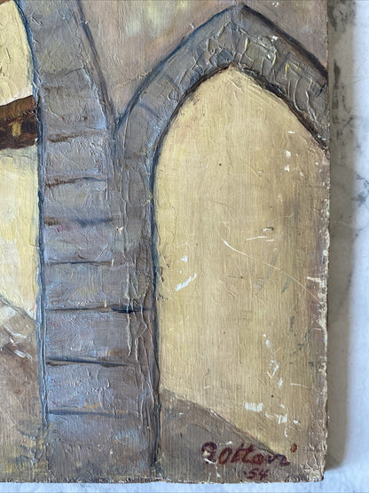 Tableau Ancien Huile Sur Bois 30X36 Cm Signé