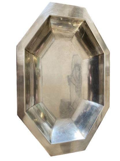 Plat En Métal Argenté Art Déco