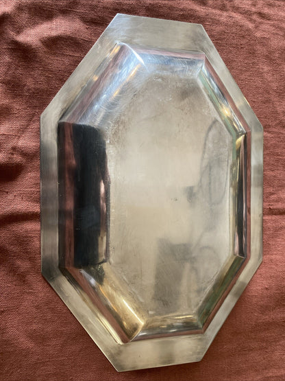 Plat En Métal Argenté Art Déco