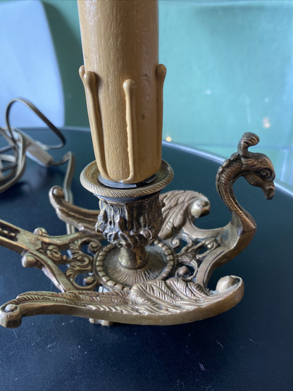 Ancien Bougeoir A Main En Bonze électrifié