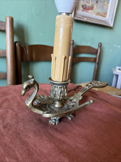 Ancien Bougeoir A Main En Bonze électrifié