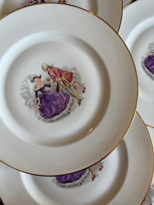 Lot de 6 assiettes décoratives en porcelaine vintage Limoges