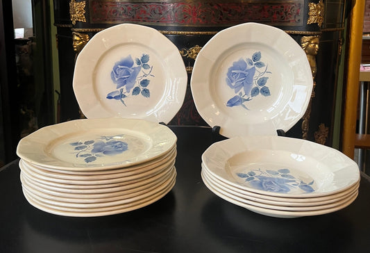 Lot de 16 assiettes (10 plates/6 creuses) Digoin Sarreguemines France
