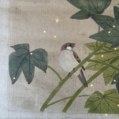 Peinture Vintage Asiatique Sur Soie