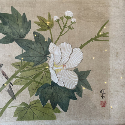 Peinture Vintage Asiatique Sur Soie