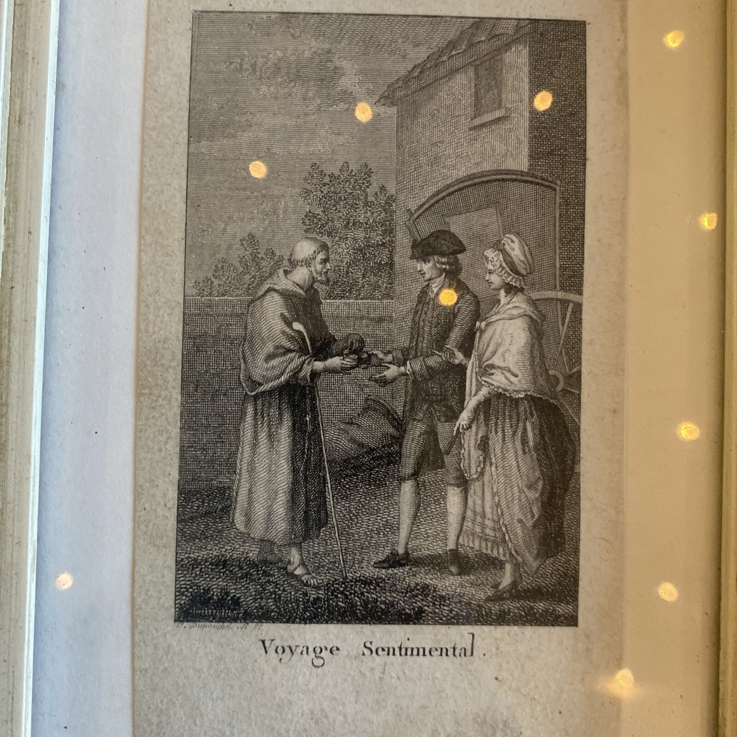 gravure ancienne encadrée « Voyage Sentimental »