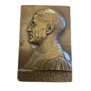 Plaquette Commémorative En Bronze César Campinchi Avocat A La Cour L Patriarche