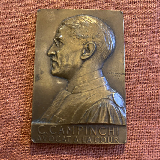 Plaquette Commémorative En Bronze César Campinchi Avocat A La Cour L Patriarche