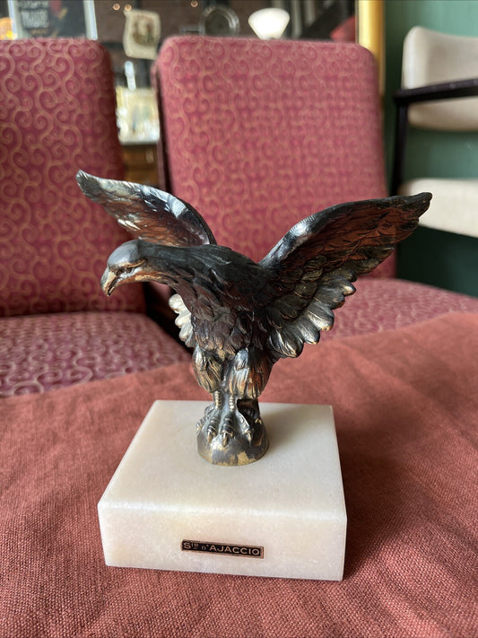 Presse Papier Aigle Royal En Régule Patine Bronze Avec Socle Sur D’Ajaccio
