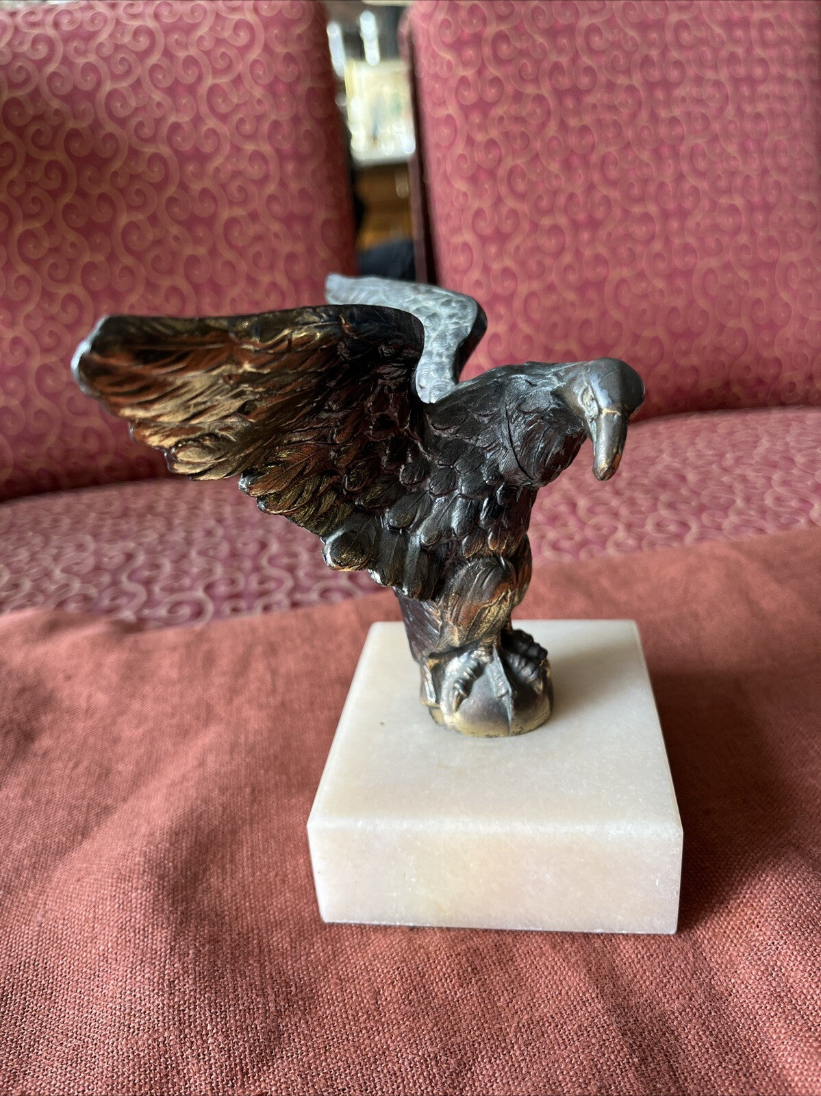 Presse Papier Aigle Royal En Régule Patine Bronze Avec Socle Sur D’Ajaccio