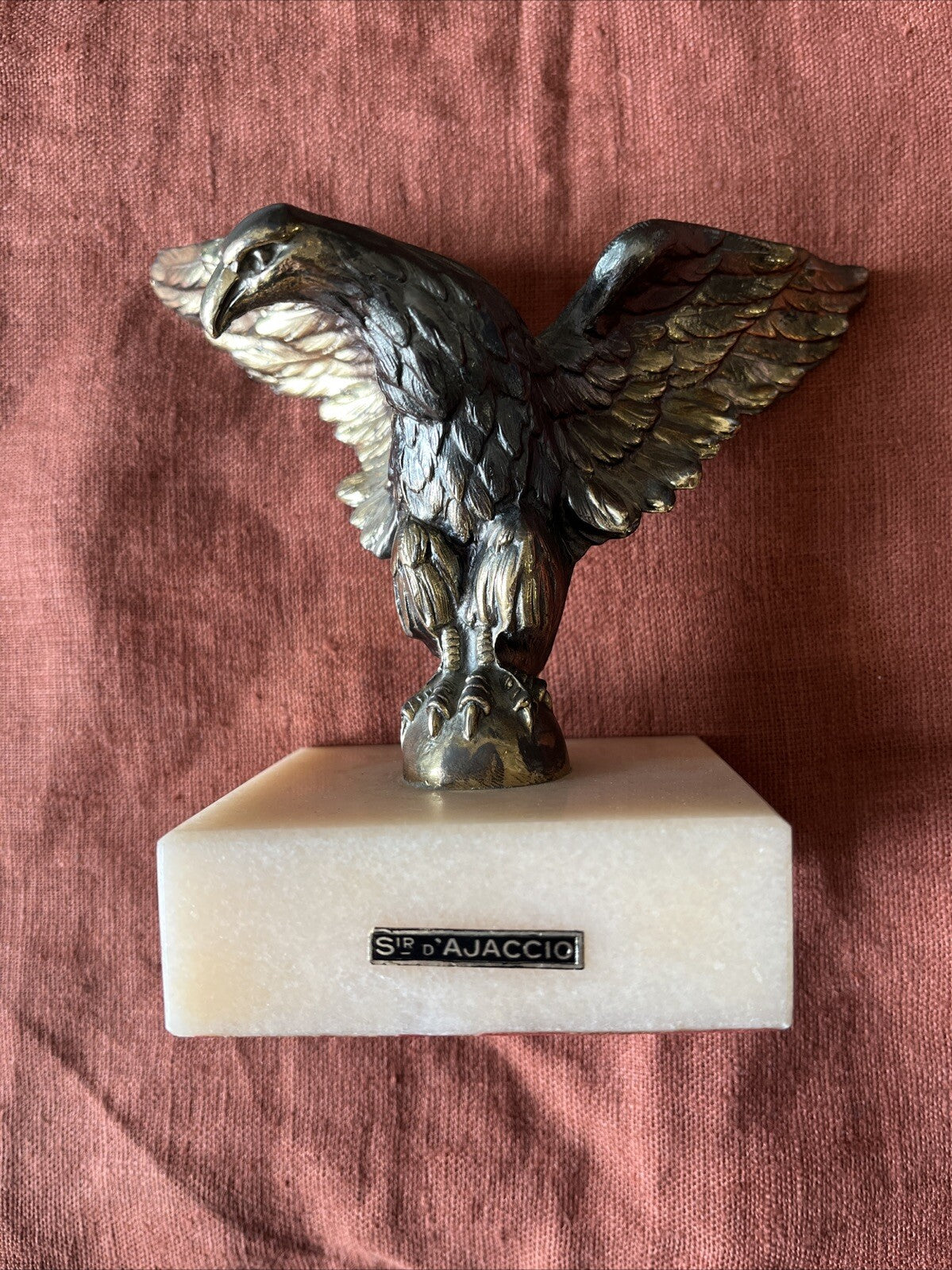 Presse Papier Aigle Royal En Régule Patine Bronze Avec Socle Sur D’Ajaccio