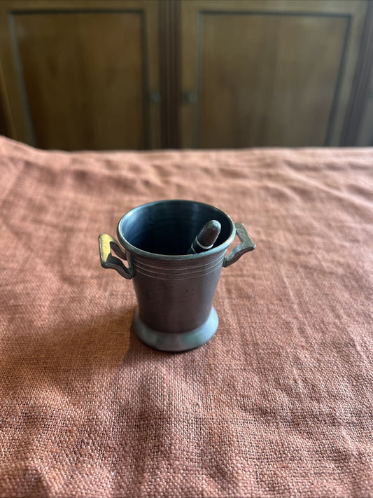 Ancien Petit Mortier En Étain Pewter
