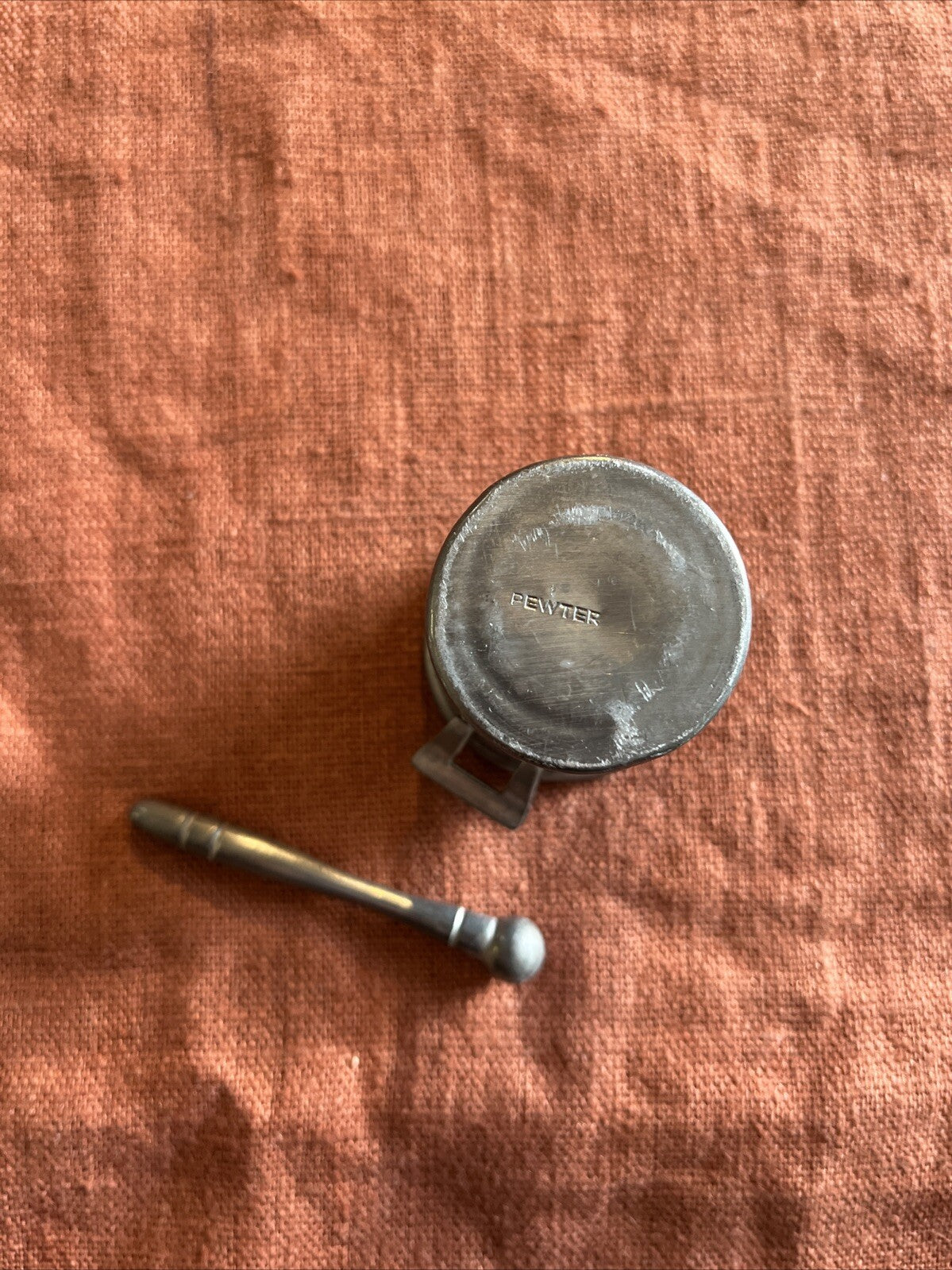 Ancien Petit Mortier En Étain Pewter