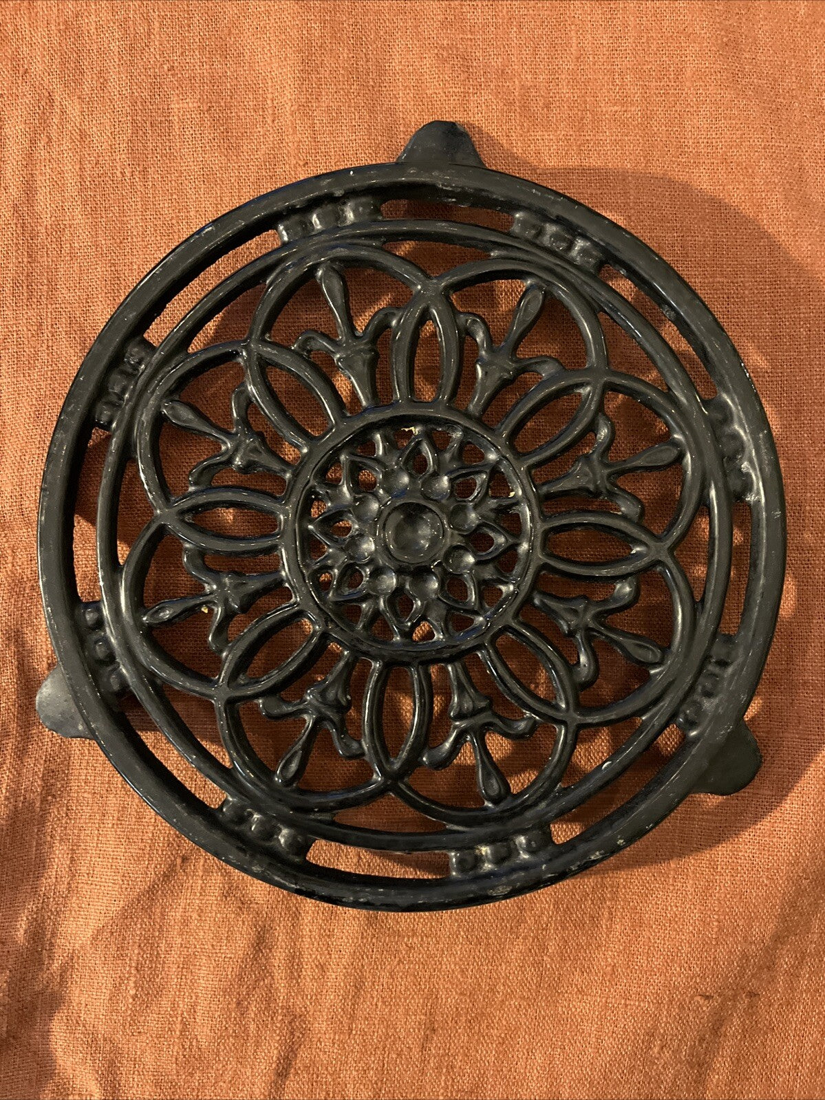 Ancien Dessous De Plat En Fonte Noir