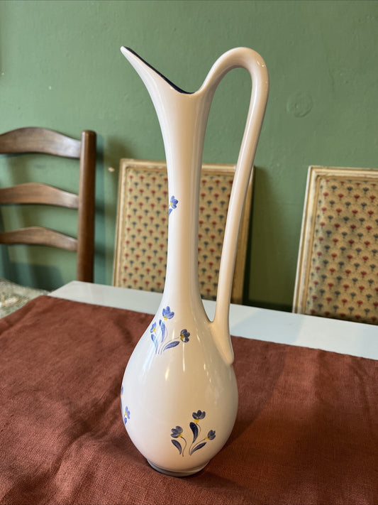 Aiguière En Porcelaine Décor Fleurs Bleu